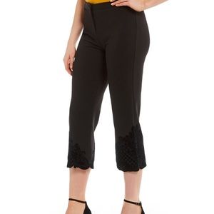 Mika Mindel Black Velvet Hem Crop Pants.
